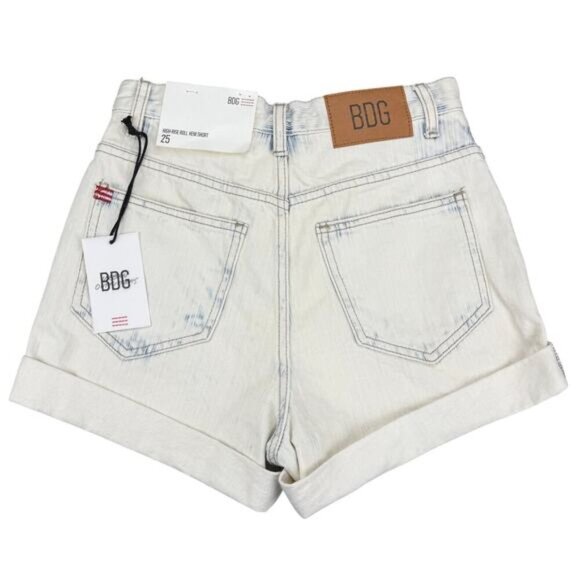 NWT BDG UO Carrie High-Rise Roll Hem Denim Short Sz 25 Ivory Combo - Picture 7 of 8